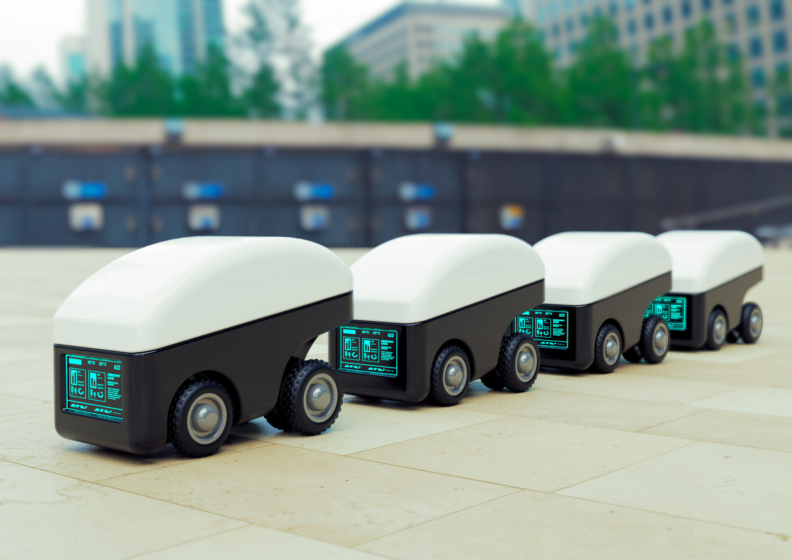 delivery robot car fleet, intelligent automaton vehicle for the