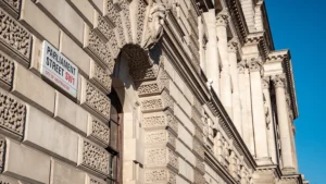 A picture of the the Exchequer building on Whitehall, London