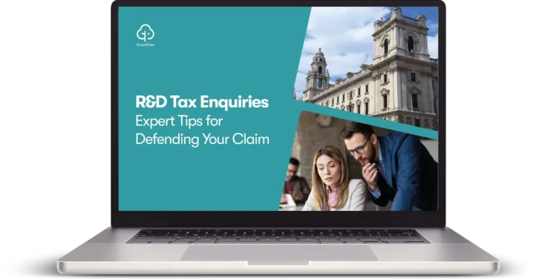 A graphic promoting GrantTree's R&D Tax enquiry guide