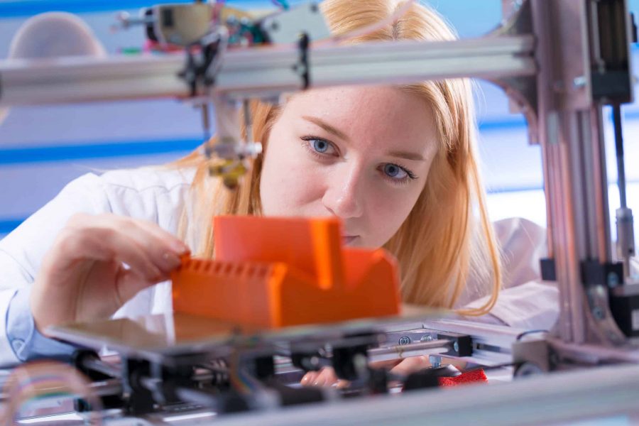 Scientist working with 3d printer