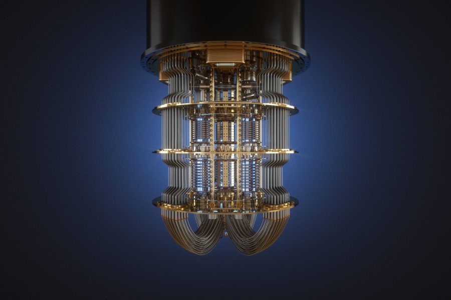 Close-up of a quantum computer.