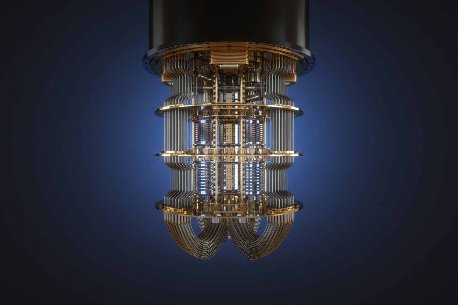 Close-up of a quantum computer.