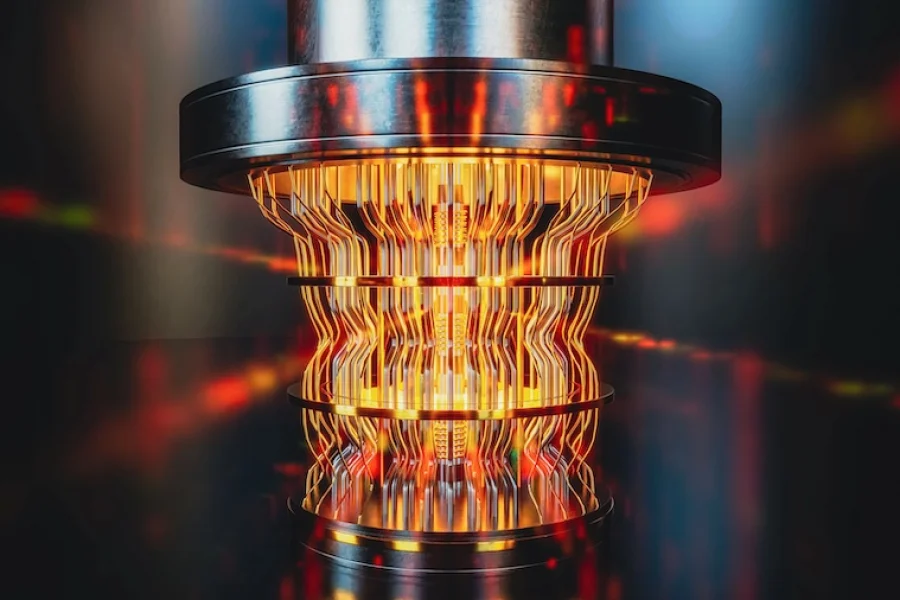 A 3D render of a quantum computer