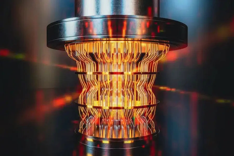 A 3D render of a quantum computer